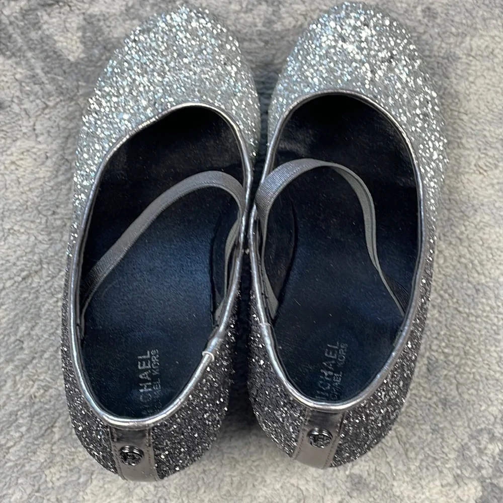 MICHAEL Michael Kors Gemini Dax Glitter Mary Jane Kitten Heel Pumps Ombre Silver